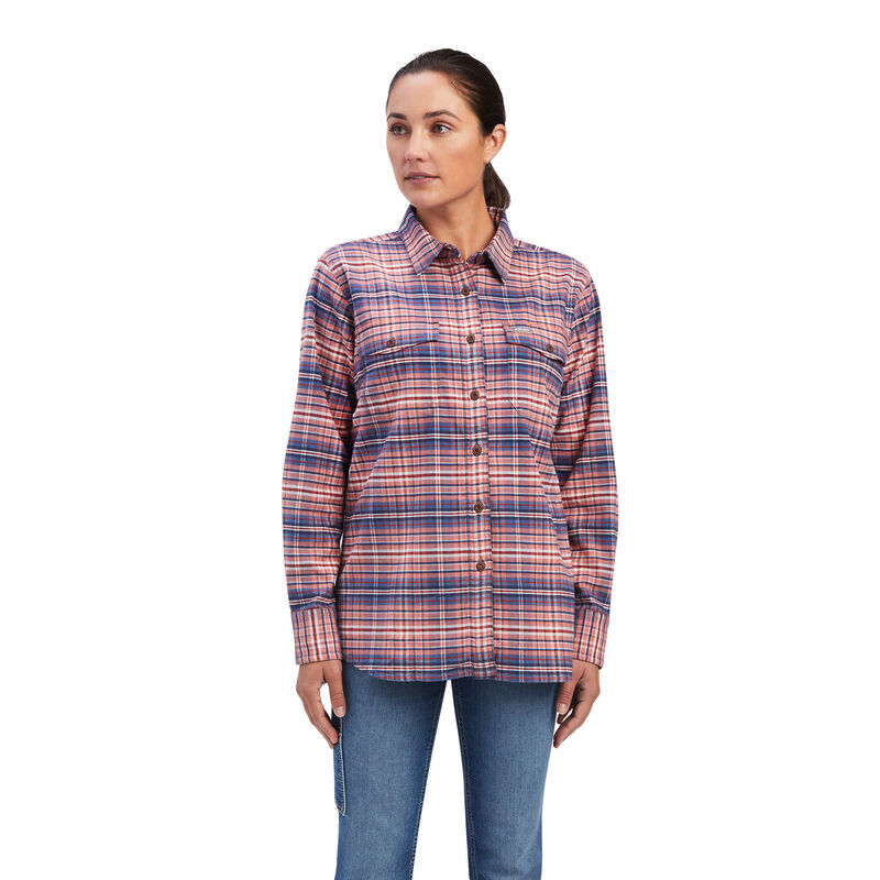 Ariat Rebar Flannel Durastretch Work - Naisten Pinkki/Sininen Puserot ( VCFBKU-032 )